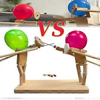 2024 New Handmade Wooden Fencing Puppets - Balloon Bamboo Man Battle Game compatible with 2 Players