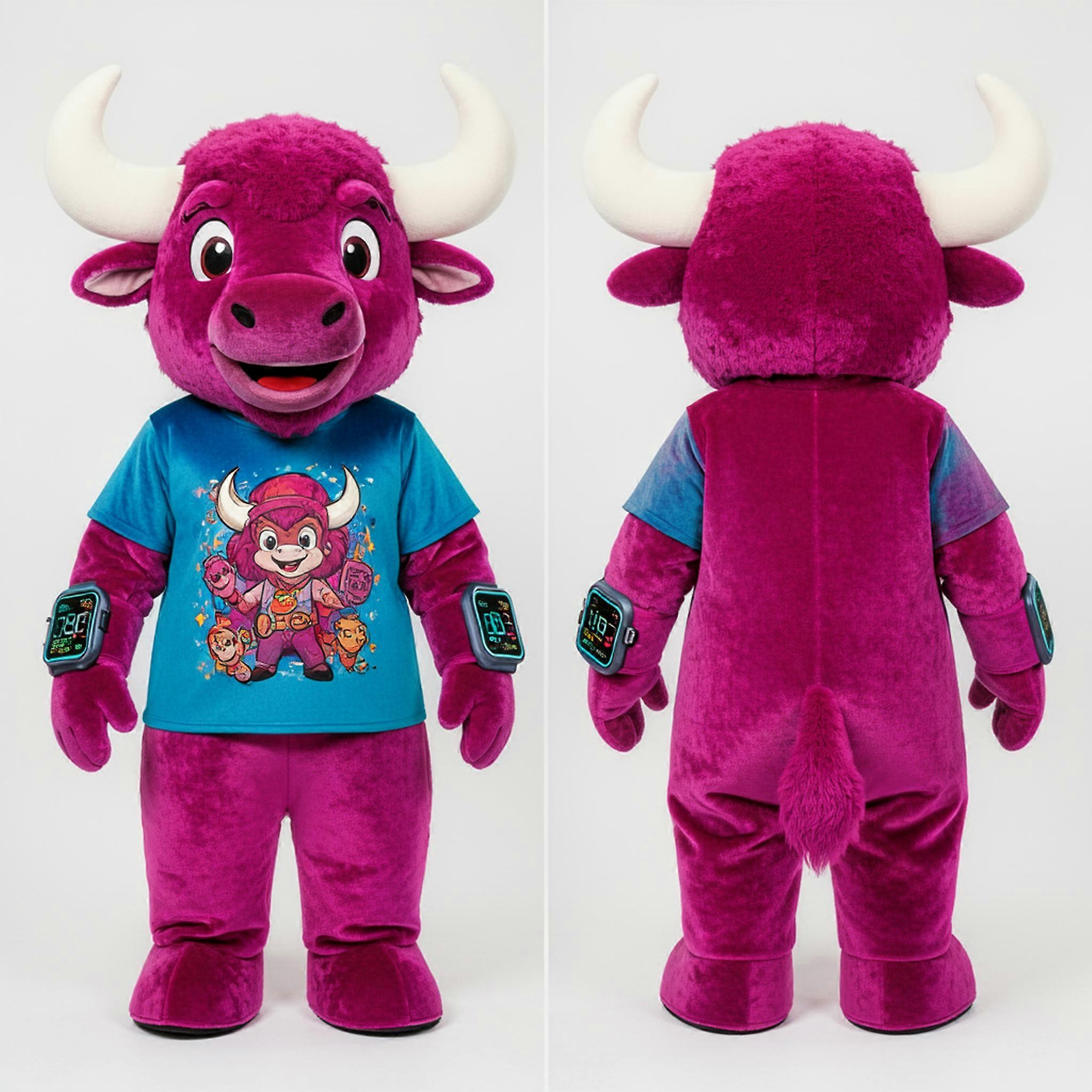 MASTICOT Magenta Velvety Bison Mascot