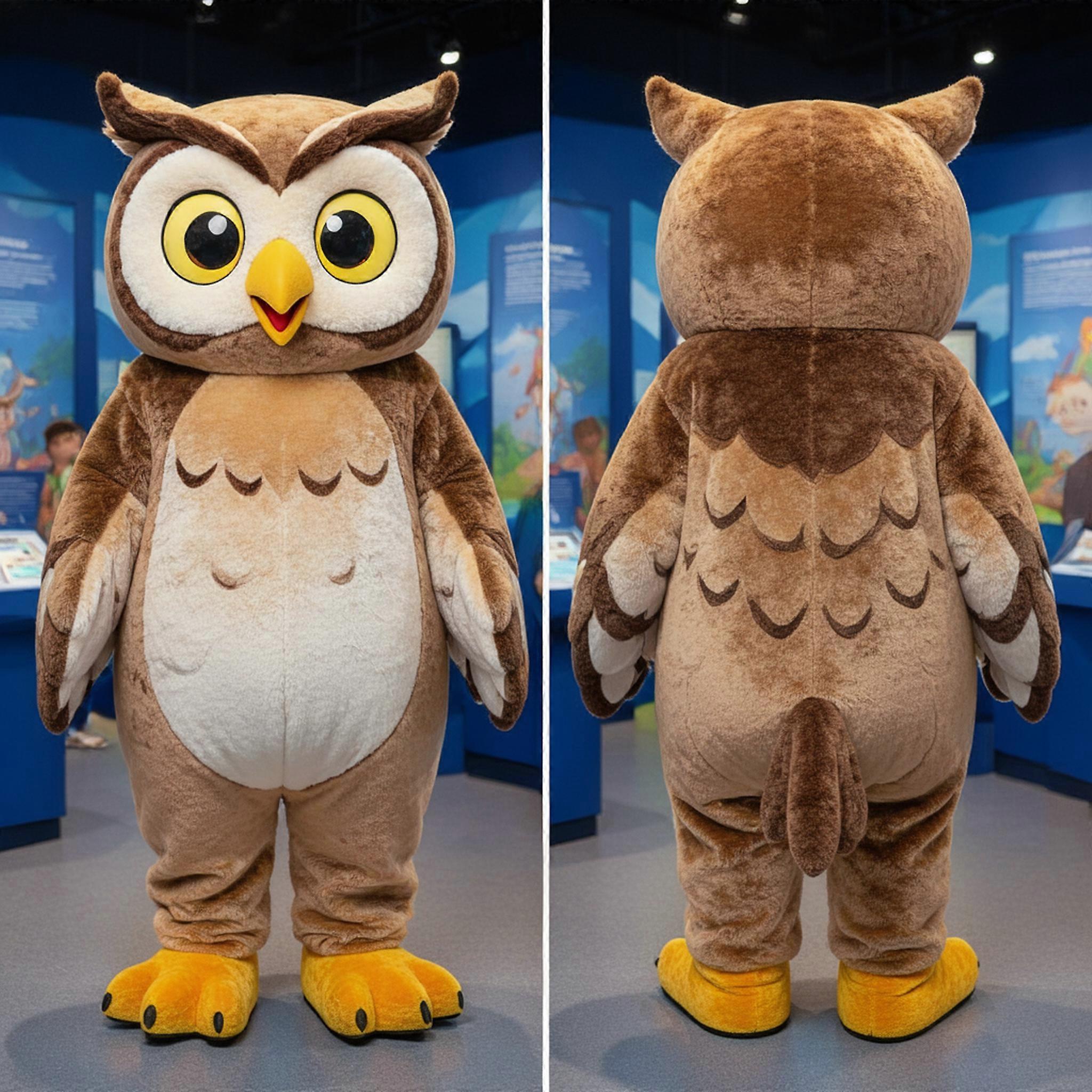 MASTICOT Hazel Brown Cartoon Owl Mascot