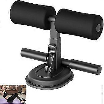 Portable Floor Sit Up Bar, Adjustable Self Suction Sit Up Aid, Fitness Two Rows Sit Up Foot Holder for Home Exercise,-Full black- 26-27