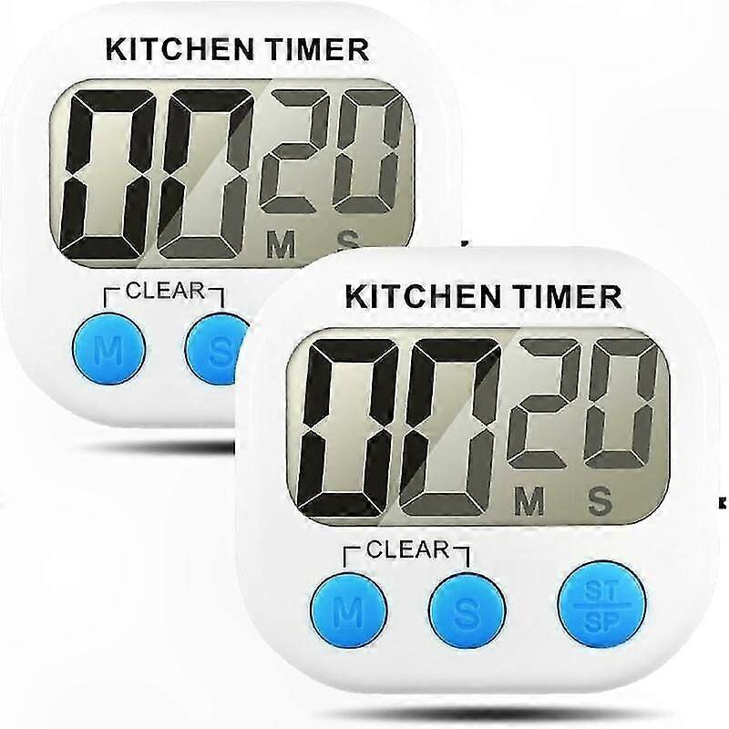 Digital Kitchen Timer Set of 2 with Large LCD Display, Count Up and Countdown Function Memory Feature