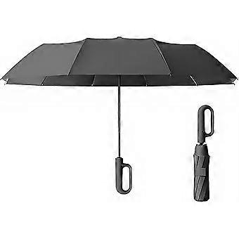 Ring Buckle Umbrella Windproof Folding Design with Password Lock, Compact 14.9in Black Travel Use