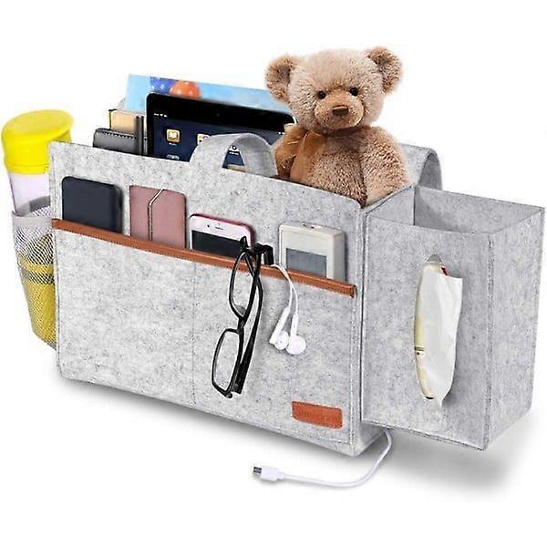 Bed pocket, bed storage bag with paper boxes for remote control