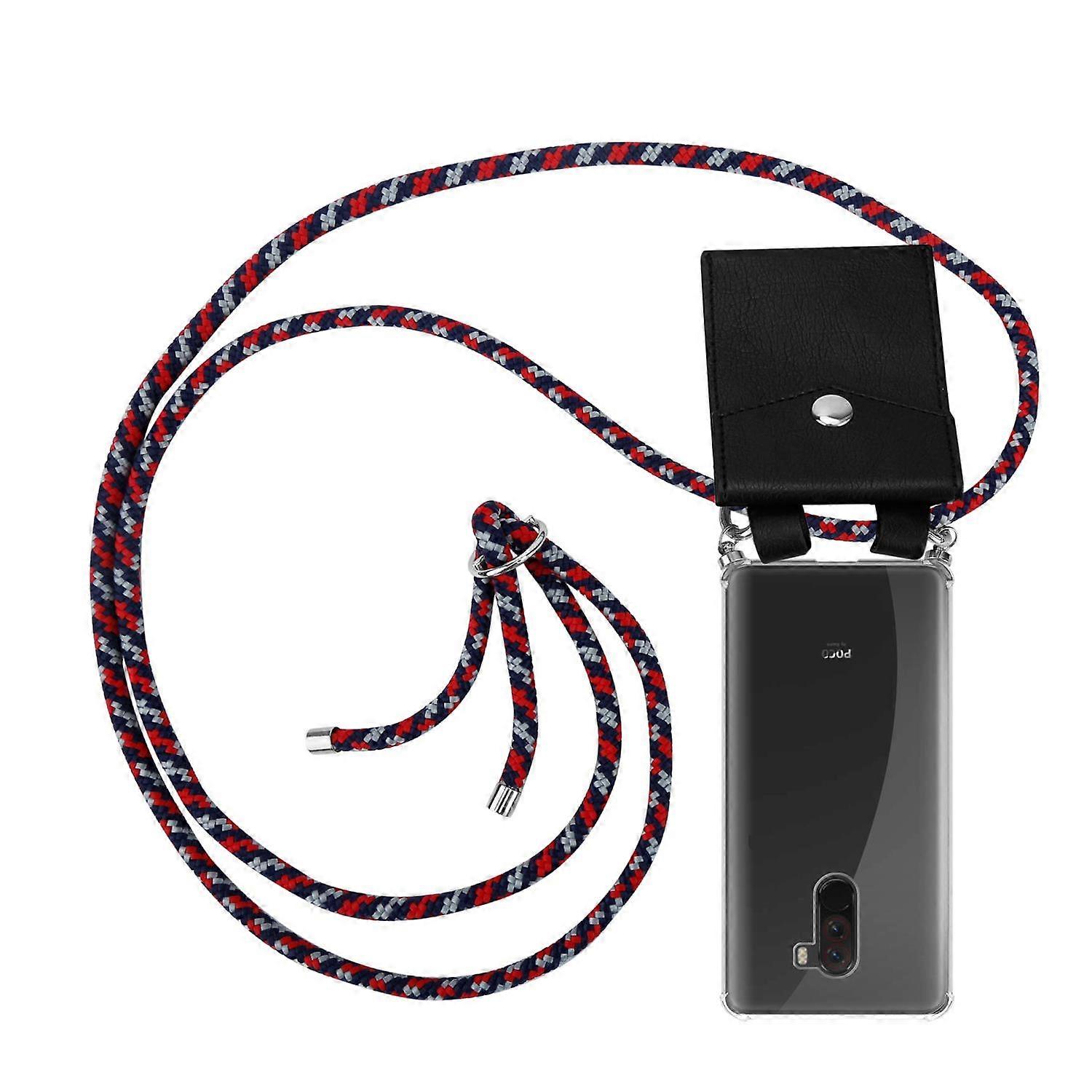 Case compatible with Xiaomi Pocophone F1, silicone protective case with cord and silver elements