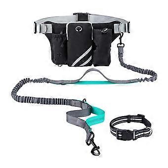 Hands  Dog Running Belt with Reflective Safety Design, Adjustable Dog Walking Waist Pack for Outdoor Activities