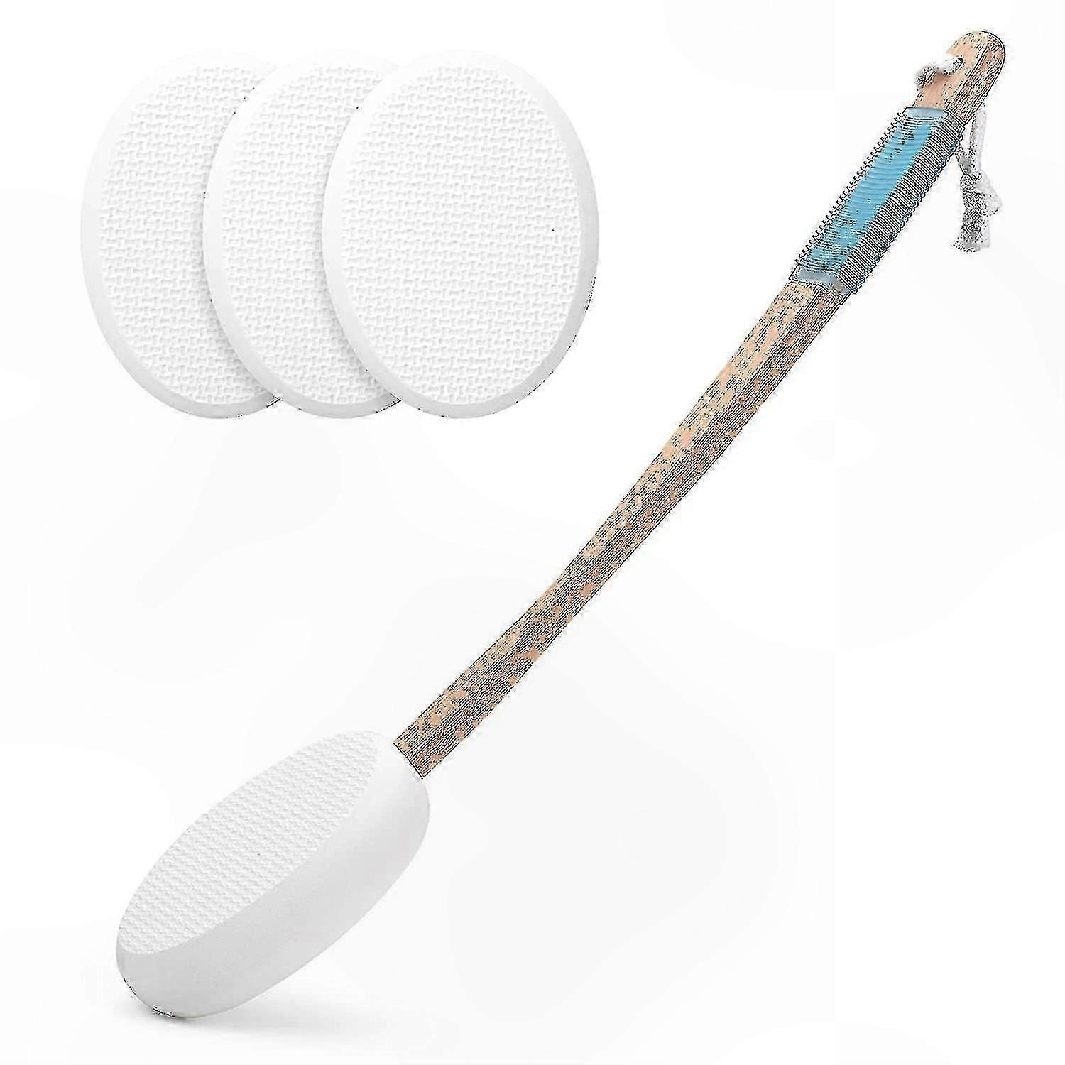 Back Lotion Applicator with 17-Inch Handle and 4 Replaceable Pads for Easy Reach