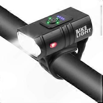 USB Rechargeable Bike Light Set, 1200mAh Battery, 4 Modes, Auto Sensor, IPX6 Waterproof, Front Cycle Lamp for Night Riding