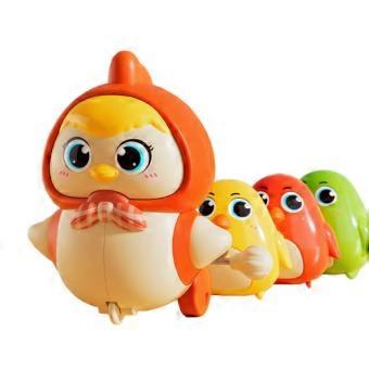 1-5 Set DOWMOO 4Pcs Wind-Up Hen Family Toy Set Mother Chicken with 3 Chicks Walking Educational Toy 