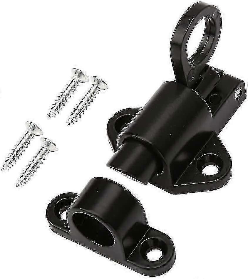 4-Pack Automatic Window Gate Lock - Black Aluminum Alloy, Spring-Loaded Bolt Latch core