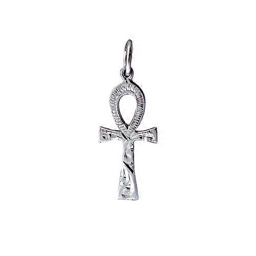 Silver 18x10mm solid hand engraved Ankh or Peace Cross