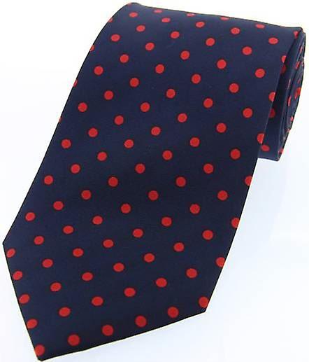 David Van Hagen Polka Dot Silk Twill Tie - Navy/Red