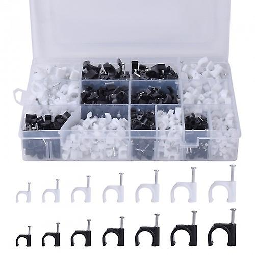 600 Pcs Cable Clips Assortment With Steel Nails In Portable Box