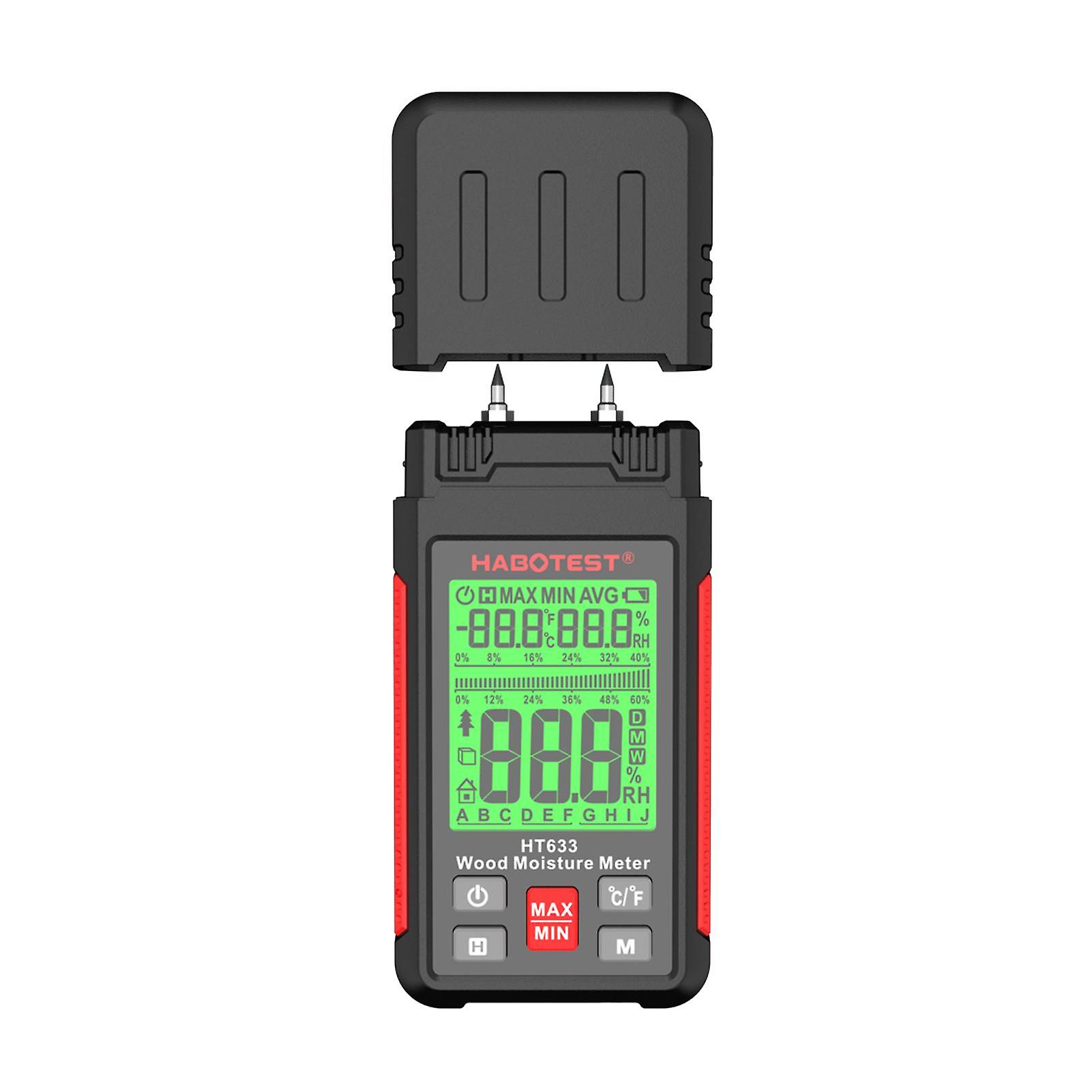 HABOTEST HT633 Μετρητής υγρασίας ξύλου Ψηφιακός ανιχνευτής υγρασίας τύπου καρφίτσας Θερμοκρασία περιβάλλοντος και