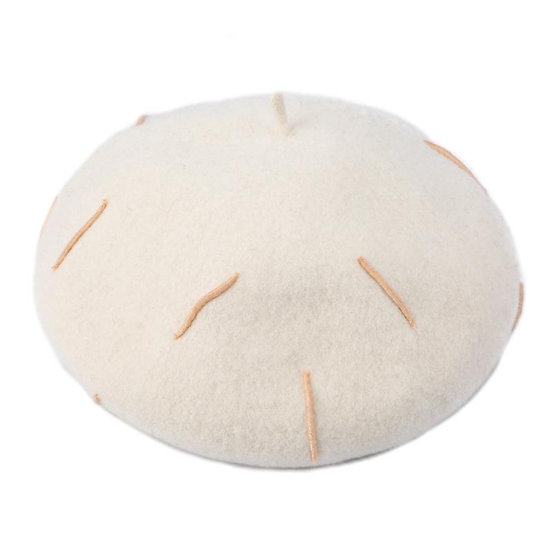 Embroidered Warm Wool Hat Leisure Beret One Size