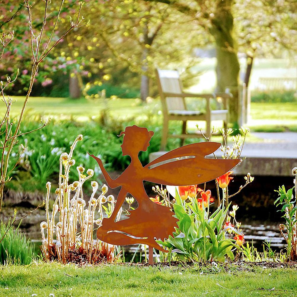 装飾的な庭の賭け金妖精のシルエットメタルヤードステークス芸術屋外庭の装飾春の装飾