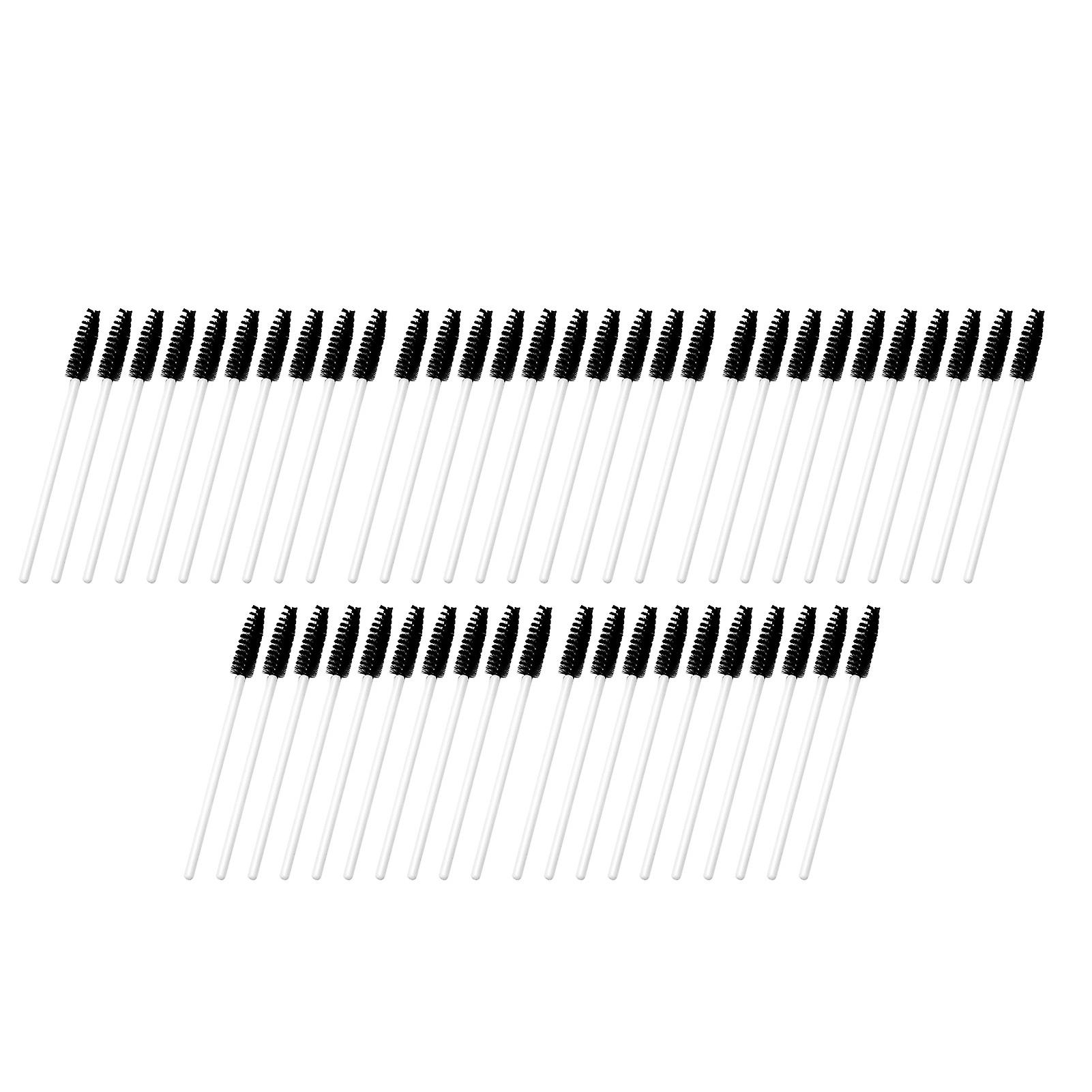50 Pcs Eyelash Extension Brushes Disposable Small Makeup Brushes for Eyelashes Eyebrows Grafting Grooming White Rod Black Head