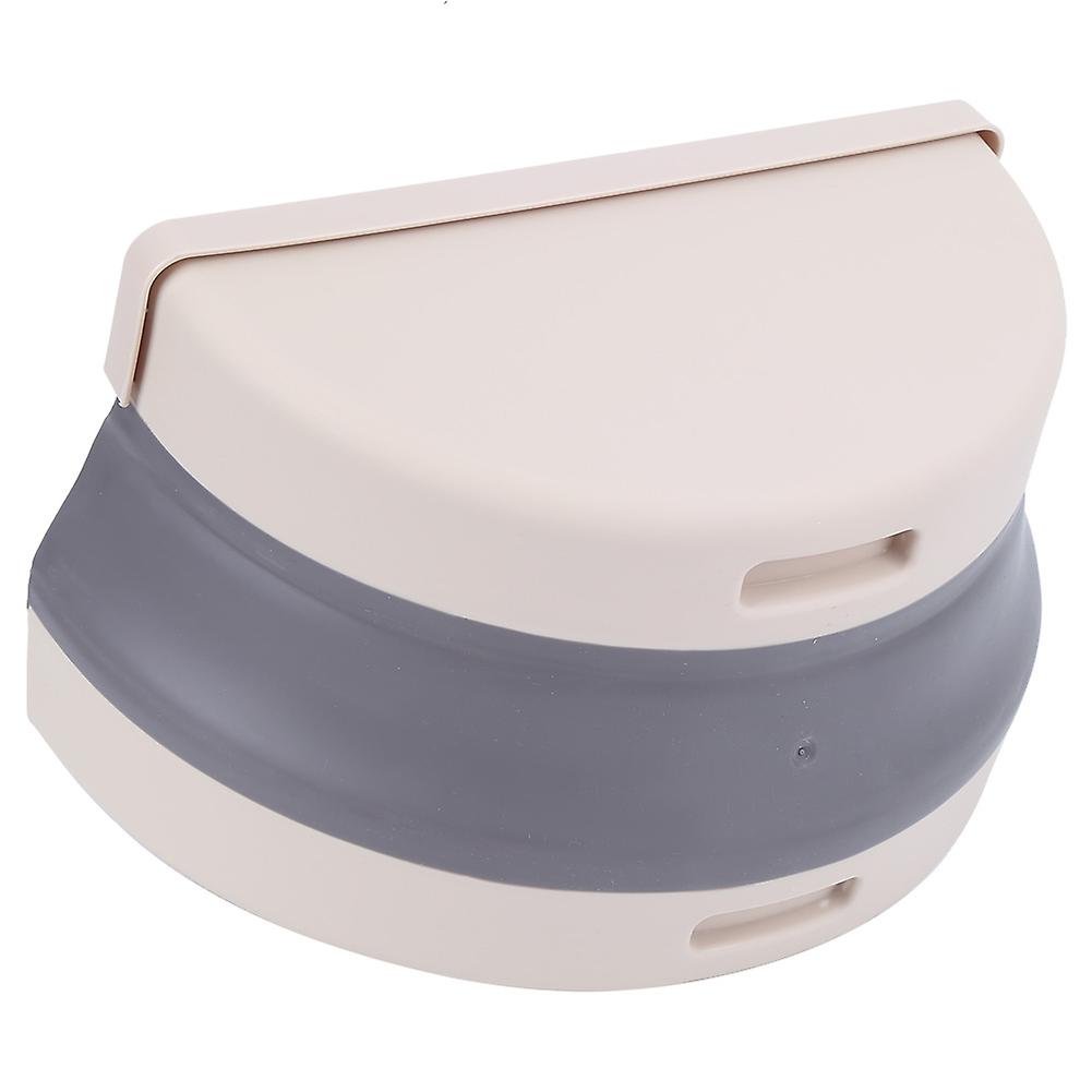 Kitchen Folding Trash Can 27x14.5x15cm Beige Plastic Waste Bin