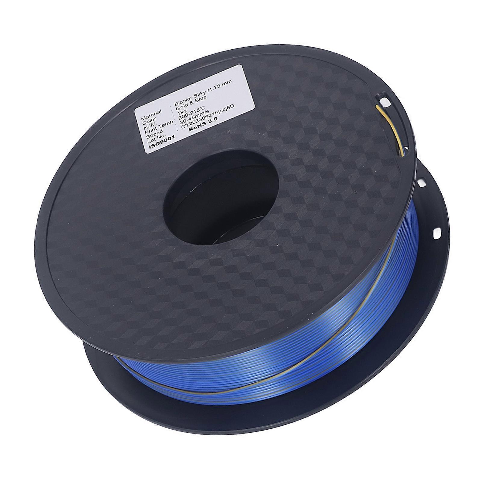 Filament PLA 1,75 mm, filament de soie bicolore or bleu, consommable d'impression 3D, vitesse de 30 à 45 mm/s