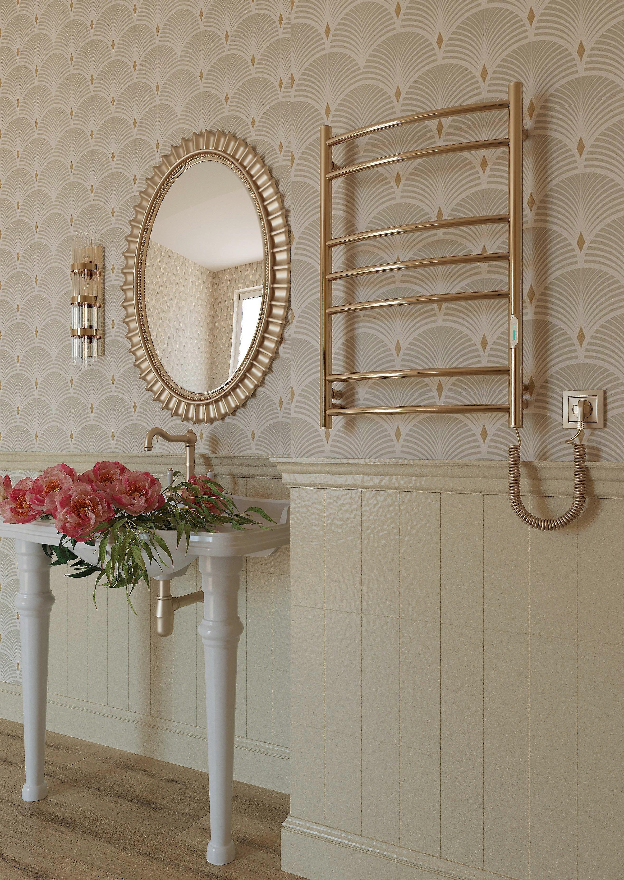 Electric towel rail ladder 7 gold hidden connection