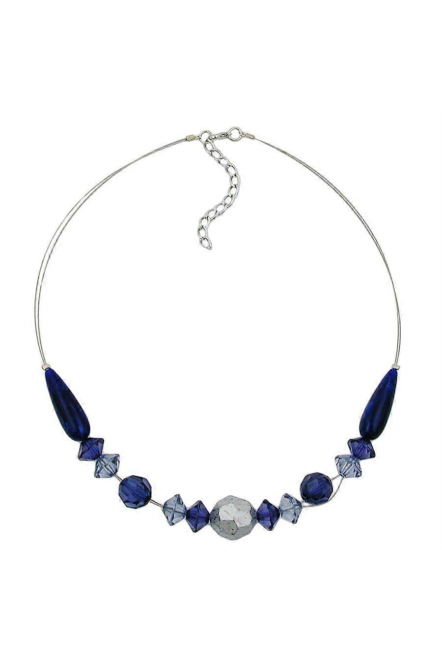 Necklace Blue And Silver-coloured Beads 45cm - Gl02802