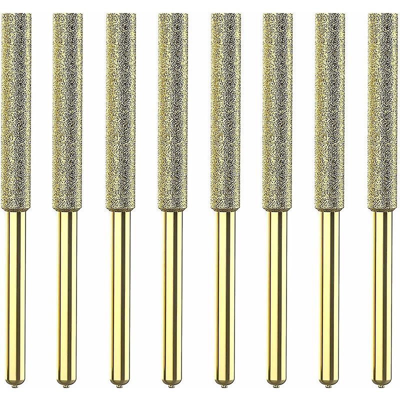 8Pcs Titanium Plated Diamond Sharpening Chainsaw Bits High Hardness Electric Chainsaw File - 4Mm