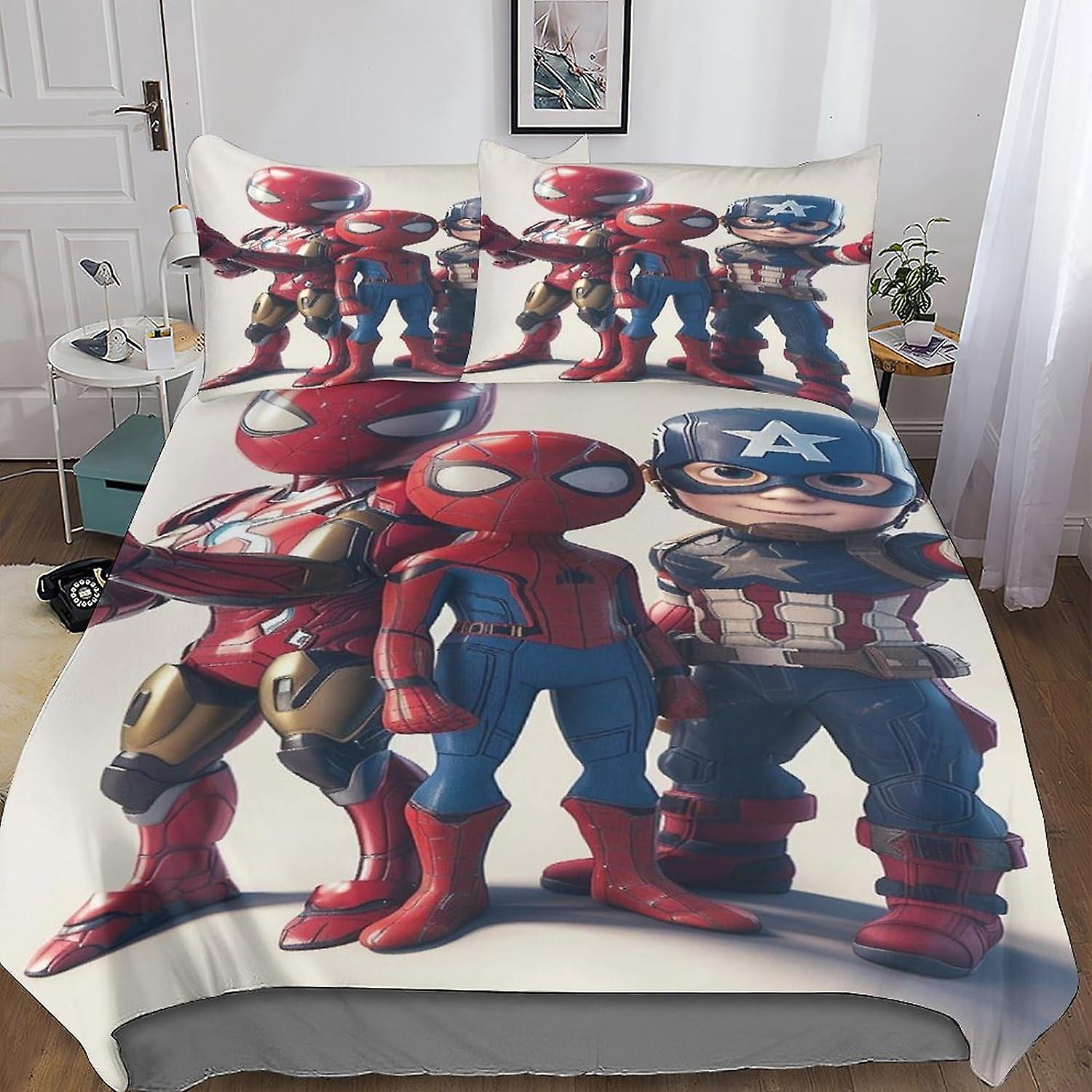 DSJackson Cool Spider Man Premium Duvet Cover Set with Hidden Zipper Closure - Vibrant 3D Print Microfiber Movies Bedding Set with Pillowcases for Boy