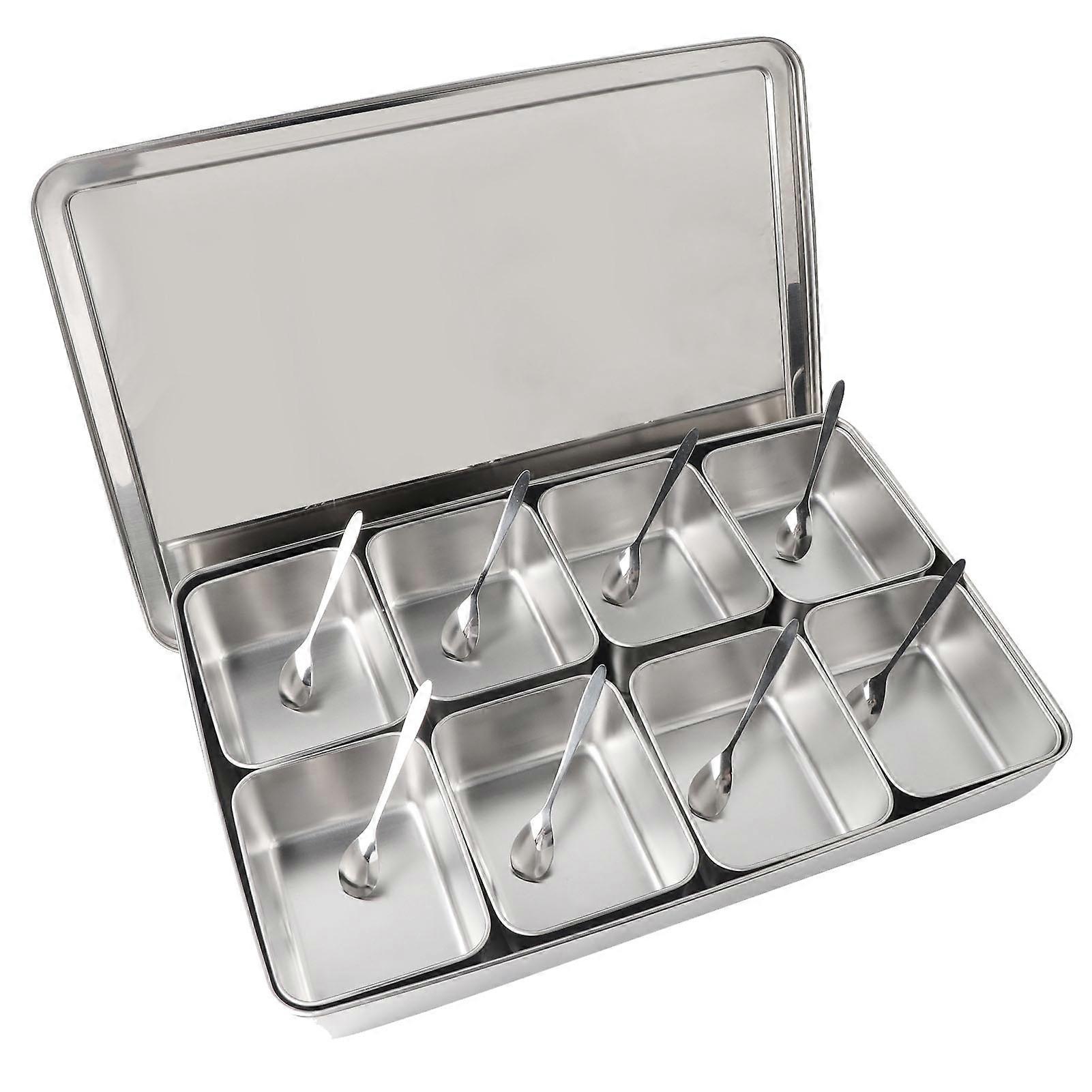 Boîte à condiments en alliage d'aluminium à 8 compartiments, contenants de rangement pour condiments, pots à épices, ustensiles de cuisine