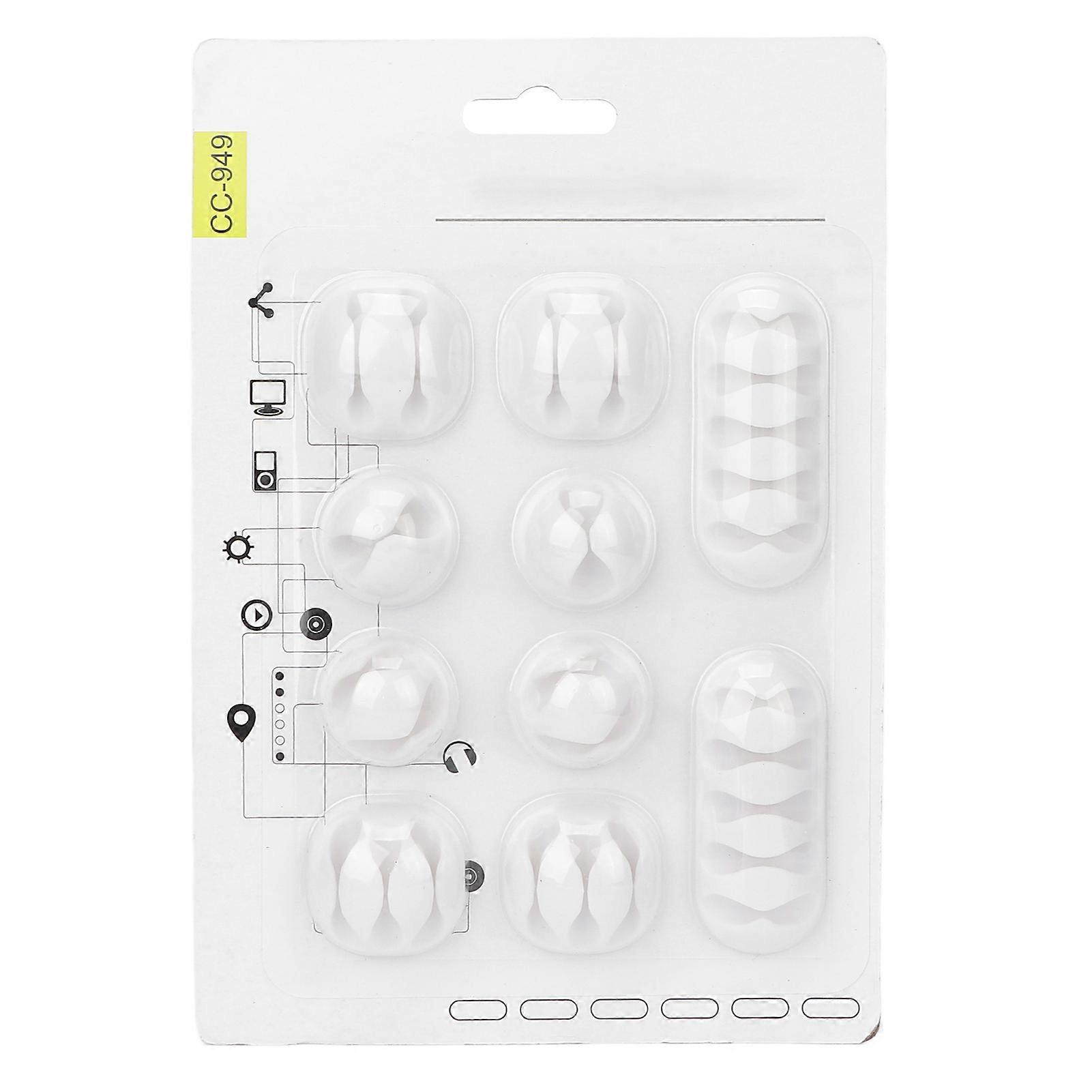 10pcs Cable Clip Cord Organizer Self Adhesive Wire Management For Home Office Beauty Equipment Desk Data Lineswhite