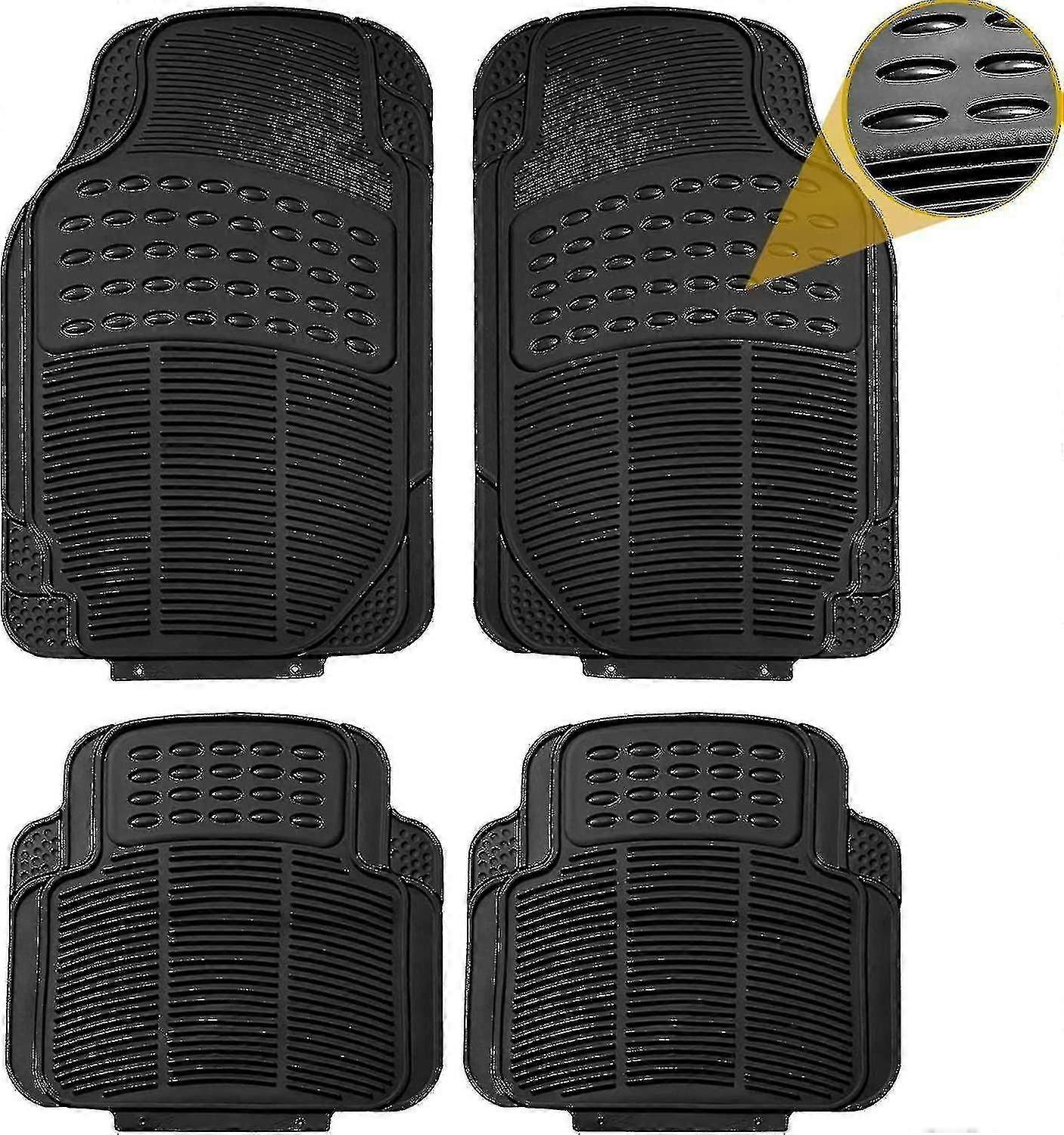 Βαρέων καθηκόντων 4 κομματιών λαστιχένιων χαλάκια αυτοκινήτων καθολικά αντιολισθητικά πατάκια δαπέδου αυτοκινήτων | Αδιάβροχο μπροστινό και πίσω χαλί αυτοκινήτου | Χαλάκια από καουτσούκ για όλα τα αυτοκίνητα, SUV και φορτηγά | Δε