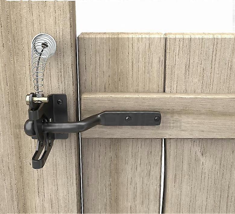 Gate Lock Automatic Lock-Metal Bolt Lock-Gravity Steel Latch Garden Fence-Black-Fixing Screws Provided