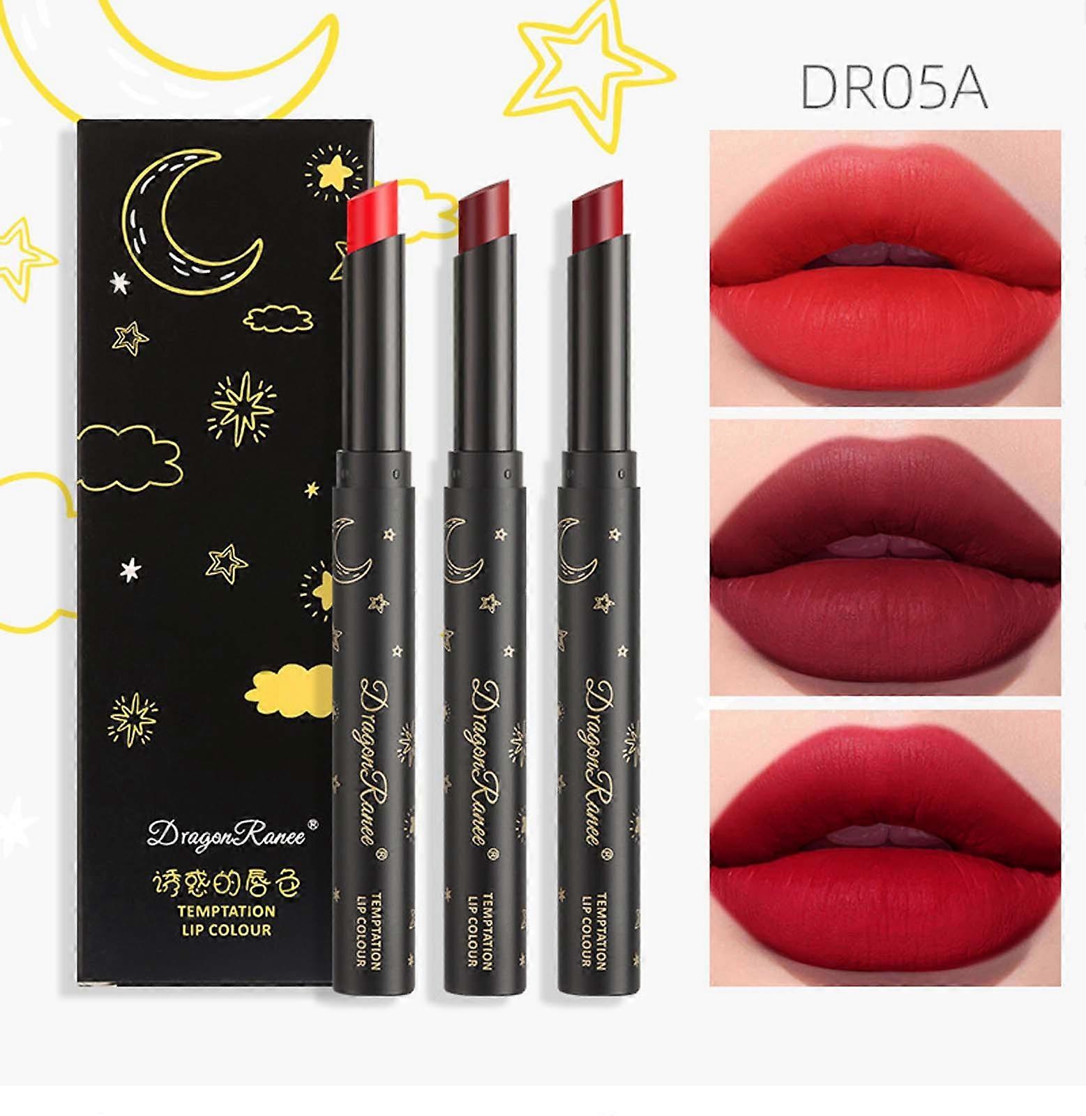 tre sett leppestift penn matt fløyel matt bærbar fargestift leppestift sett boks