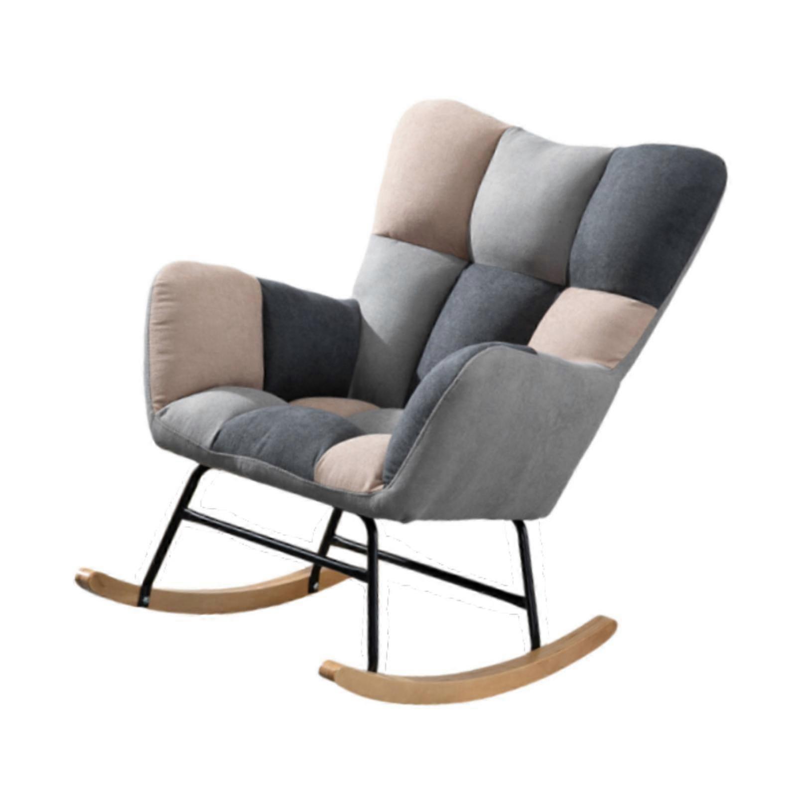 Rocking Chair Soft Modern Padded Rocker recliner for Home Patio Dorm Yellow