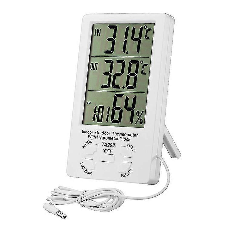 Digital Hygrometer Thermometer, Lcd Thermometer With Probe(white)