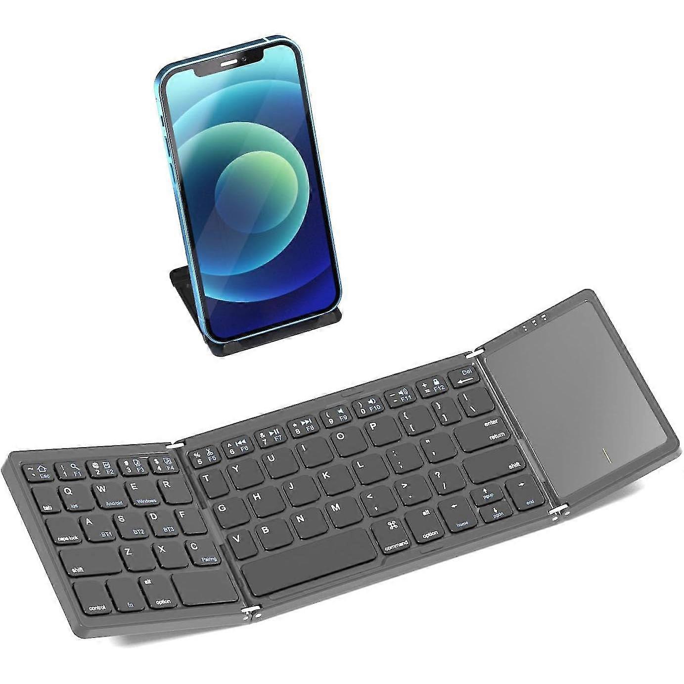 Foldable Bluetooth Keyboard, Wireless Portable Keyboard with Larger Touchpad