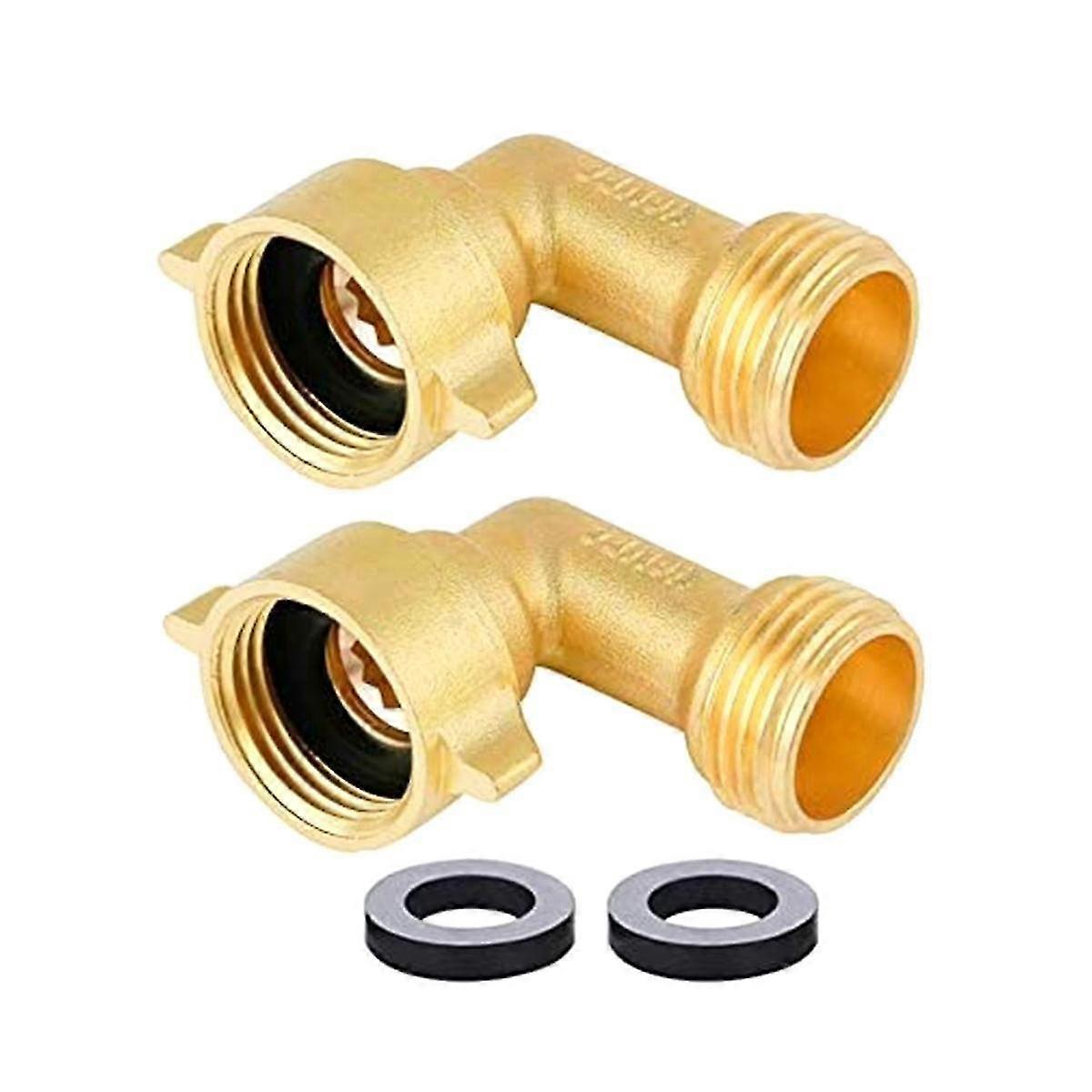 2pcs 90-degree Garden Hose Elbow 3/4 Inch Hose Brass Garden Hose Connector For Rv Water Hookups&res