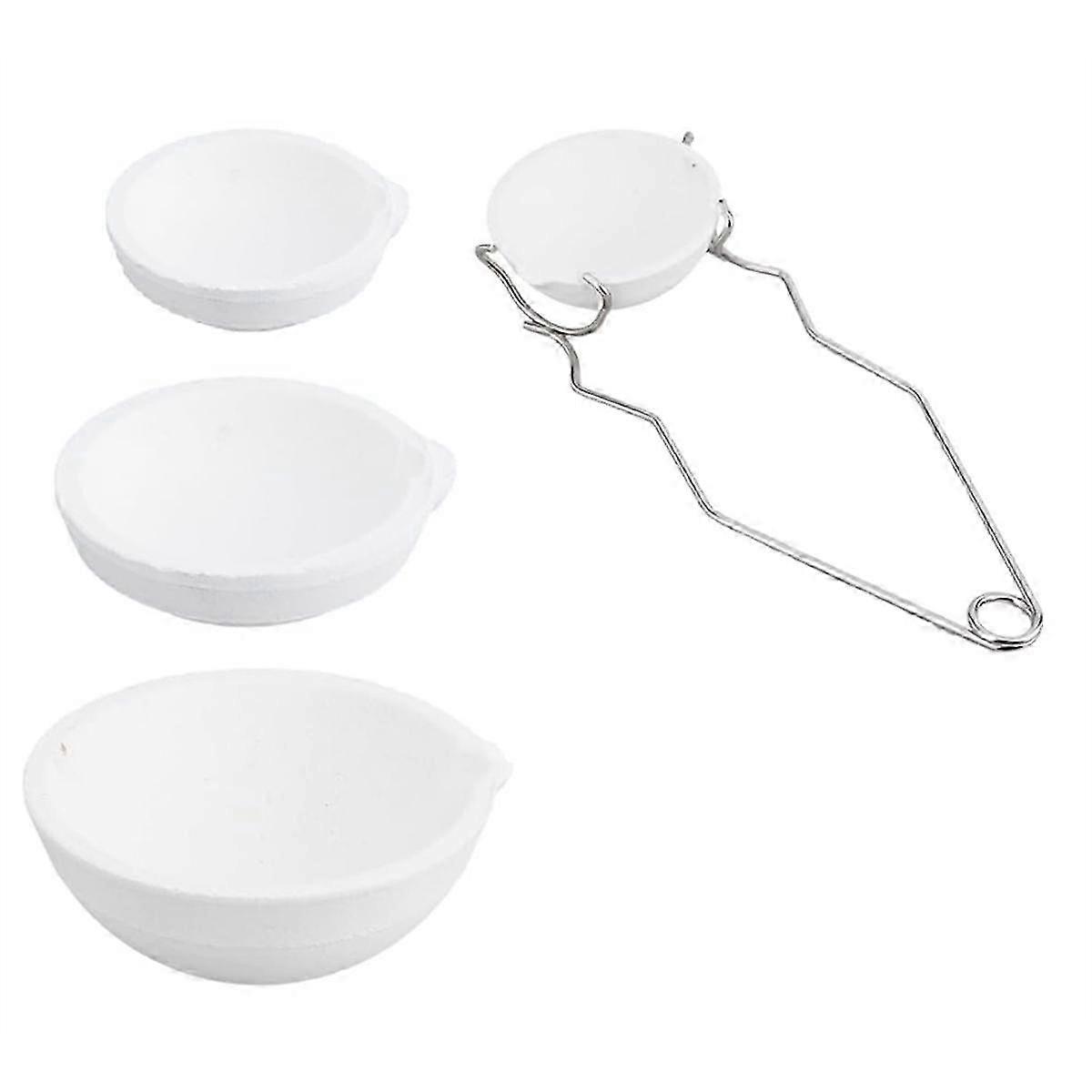 Keraaminen soihtu-upokasmaljasarja, 1 kpl pihdit, kahva ja 4 kpl sulavia kvartsiupokkaita, sulatusmaljaupokas