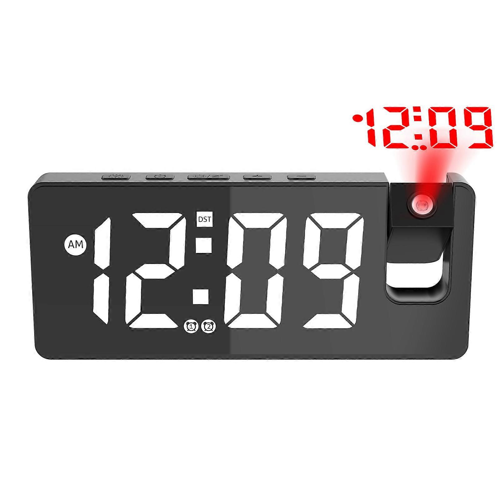 Projection Alarm Clock USB Charging Nightlight Desk Clock with Temperature Display for Heavy Sleeper