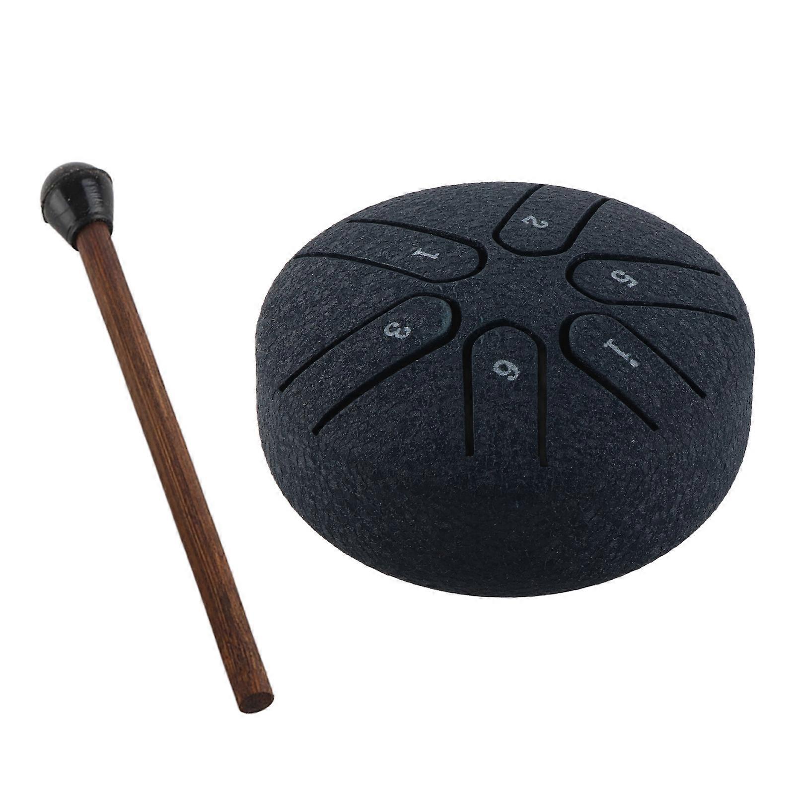 Handpan Drum Professional Mini 6 Note Worry Free Tongue Drum Percussion Instrument with Drumstick Navy Blue