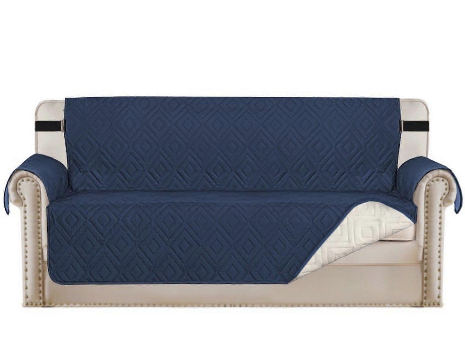 Water Resistant Reversible Sofa Cover with Non Slip Strap Navy for 2 Seaters