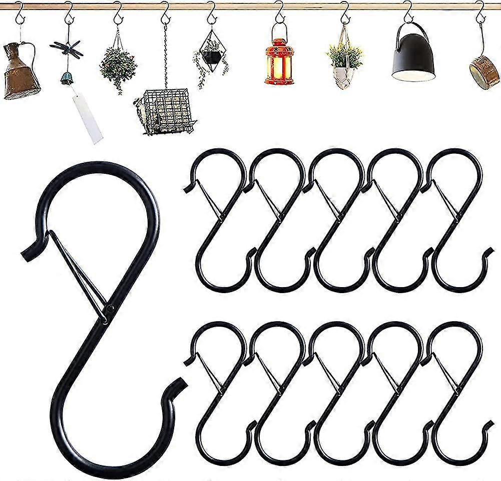 10 Pack S Hooks For Hanging Black S Hooks Heavy Duty Metal Hooks With Safety