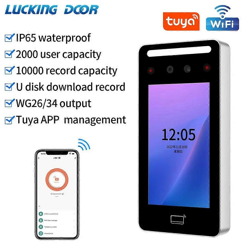 Waterproof Outdoor Tuya App WIFI Biometric Dynamic Face Recognition Access Control Log Time Attendance 5inch LCD Touch Screen