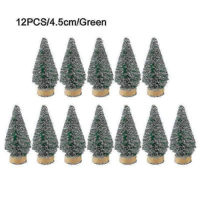 12pcs Tabletop Christmas Pine Tree Xmas Mini Snow Trees Small