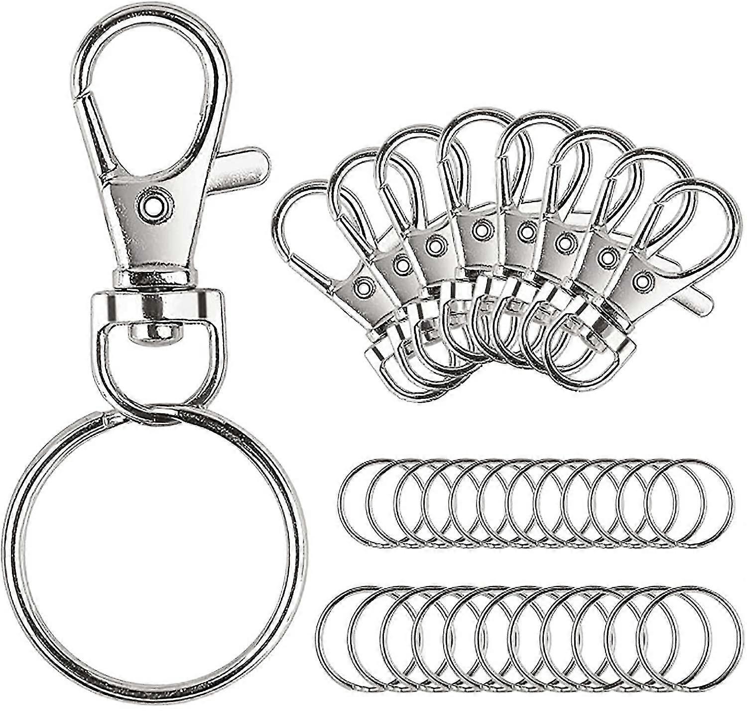 30pcs Detachable Metal Swivel Clasps Key Chain Hooks Lobster Claw Clasps