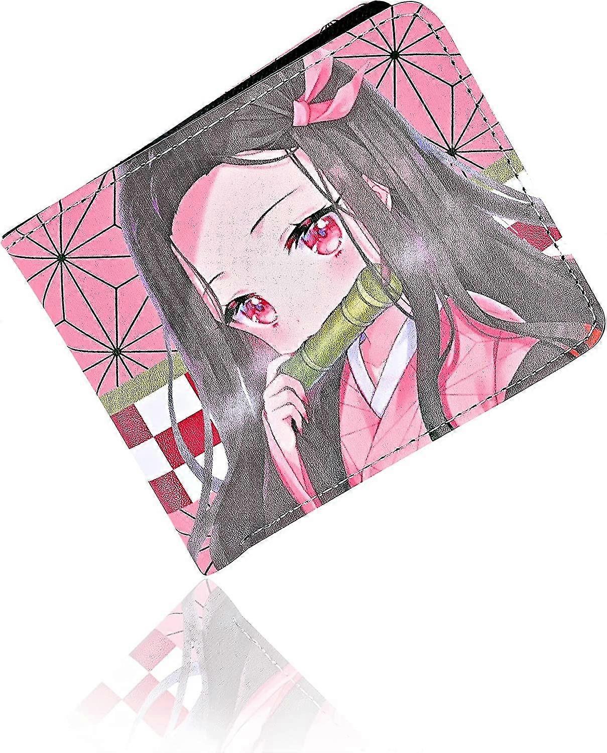 Anime Demon Slayer Kamado Nezuko Wallets Artificial Leather Slim Bi-fold Wallet Multi Purpose Wallet