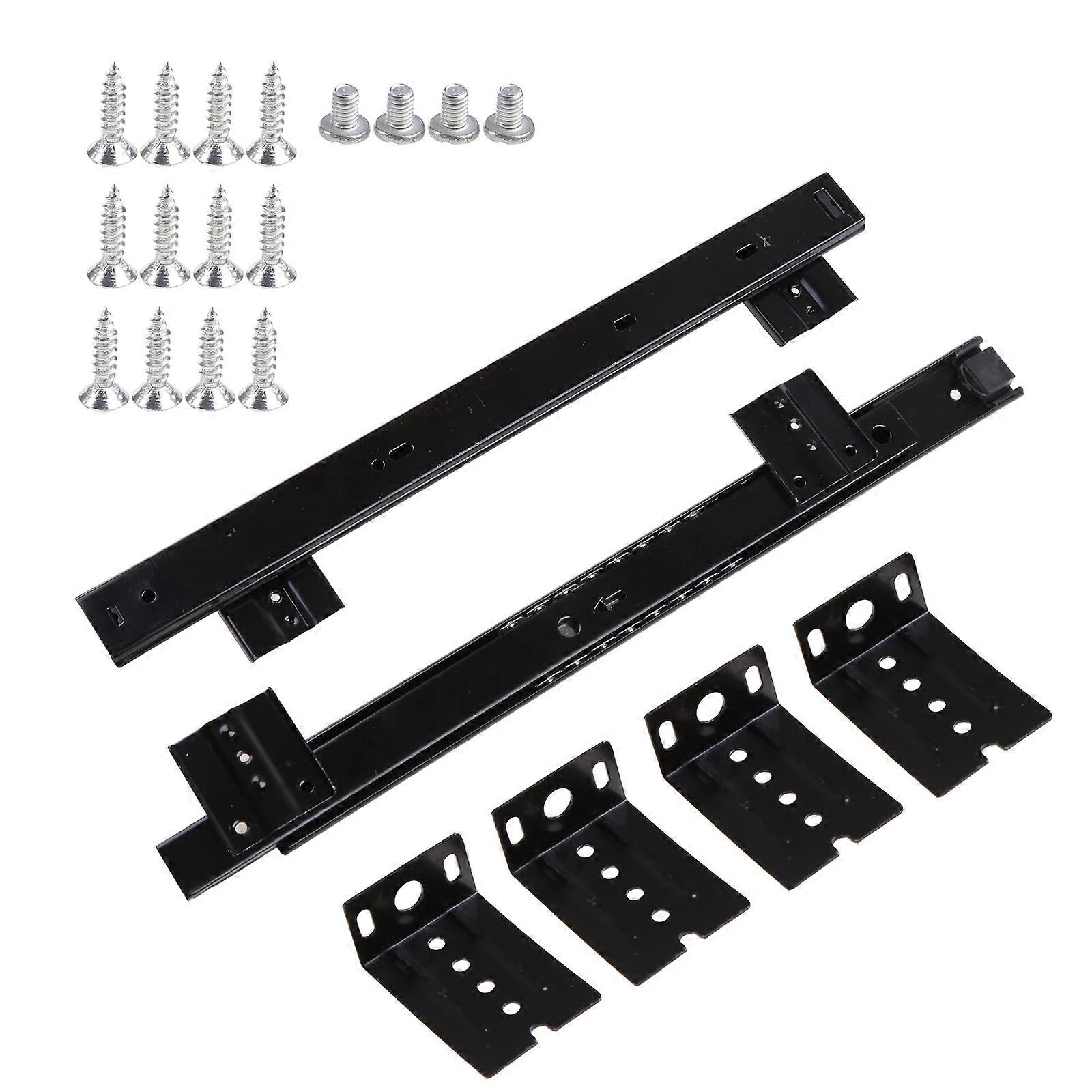 1 Pair Black Durable Ball Bearing Pull Out Slide for Wooden Keyboard Tray