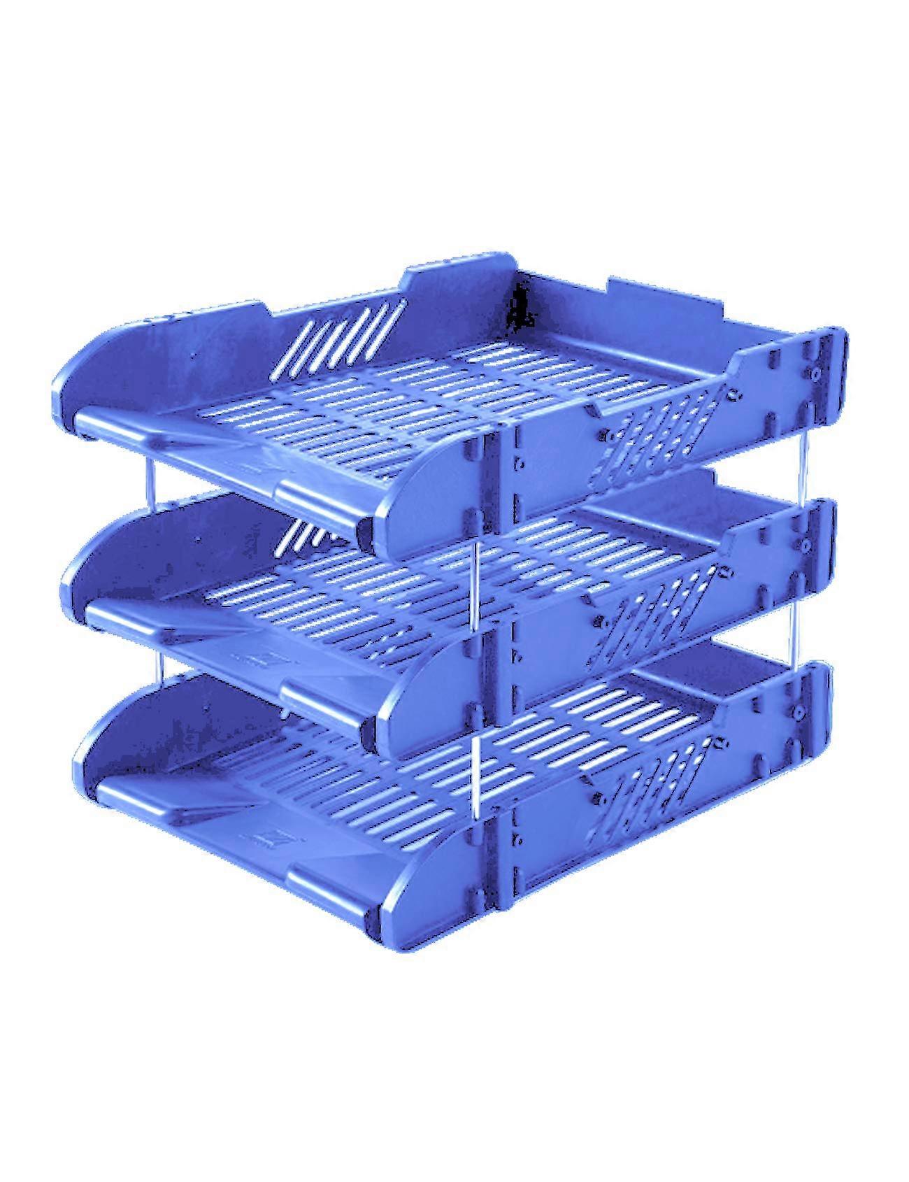 Office Supplies Document Storage Data Rack Ventilation Three Levels File Block 325 * 255 * 255 mm Blue