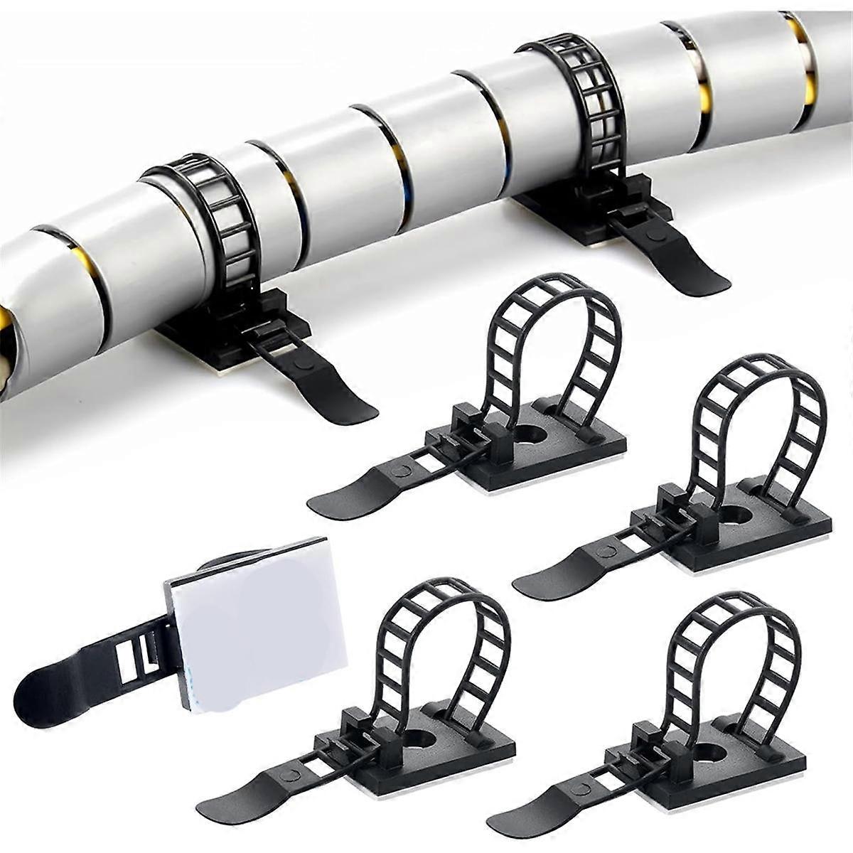 100PCS Adjustable Adhesive Cable Ties Cable Clips, Self-Adhesive Nylon , Adhesive Cable Management