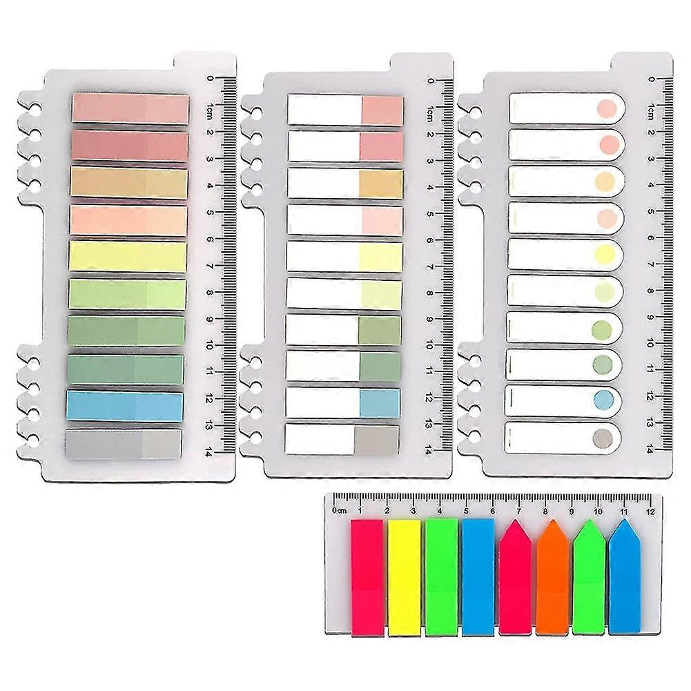 Sticky Index Tabs, Page Marker Sticky, Translucent Writable And Repositionable File Tabs With Ruler, 4 Pack(light Color)