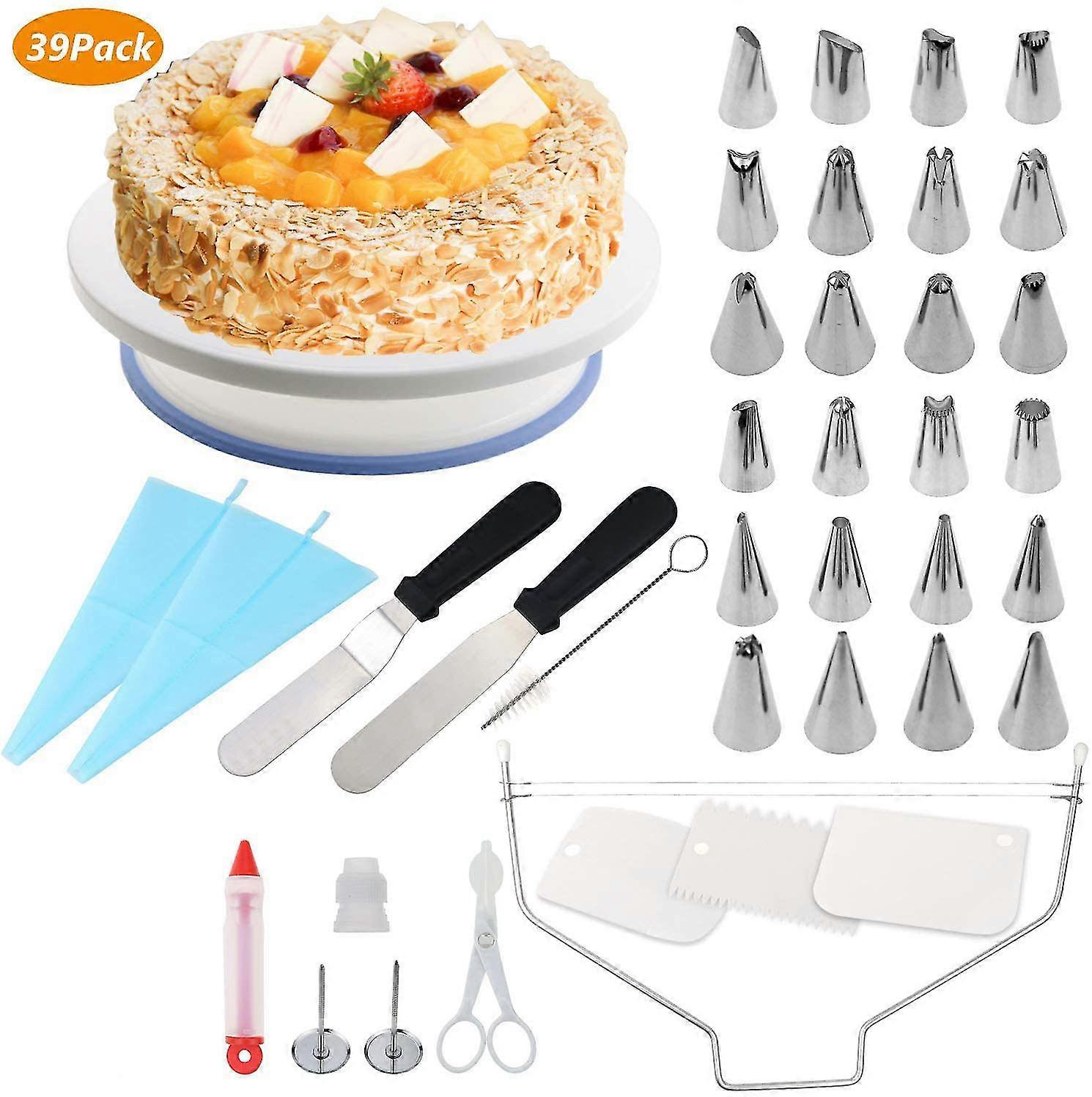 Cake Plate Rotatable Cake Stand Cake Turntable Cake Decorating Gymnasium With Icing, Piping Bag And Tips Setcake Plate Rotatable Cake Stand Cake Turnt