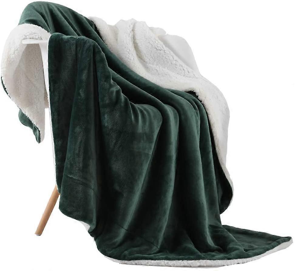 Double Sided Sherpa Flannel Blanket (60" x 80" Olive Green)